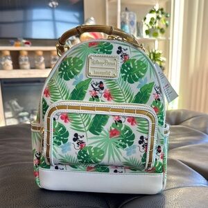 Disney Loungefly Green and White Tropical Backpack - Brand New with Tags